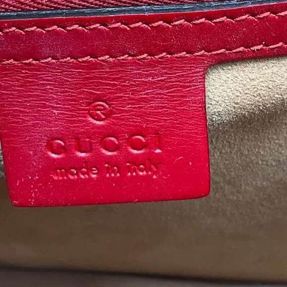 GUCCI RED CALFSKIN LEATHER MEDIUM SYLVIE TWO WAY TOP HANDLE BAG - Picture 7 of 13